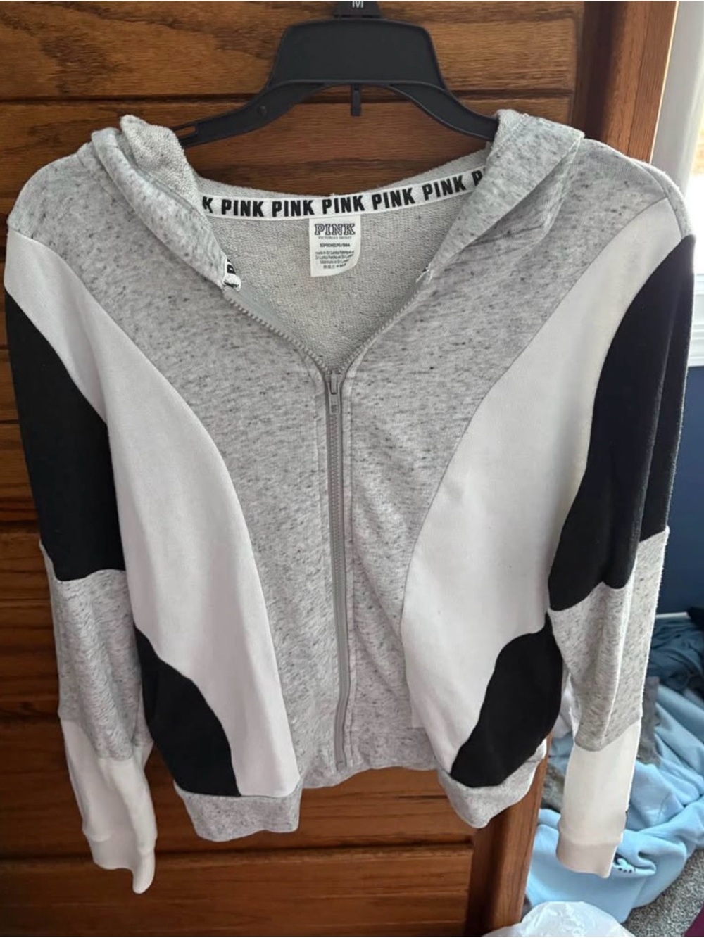 Grey, white and black Victoria Secret PINK zip up